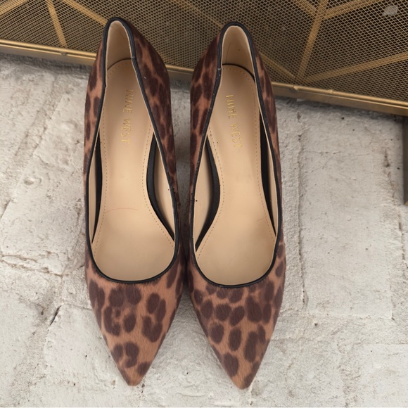 Nine West Shoes - Nine West Leopard Print Pointed Toe Block Heels | Size 7.5